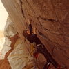 Kyle Copeland - FA / Teflon Wall - Boulder Canyon 1982.<br>
<br>
Photo: Marc Hirt.