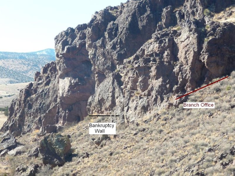 Picture of Bankruptcy Wall area taken from down the canyon at Red Wall.