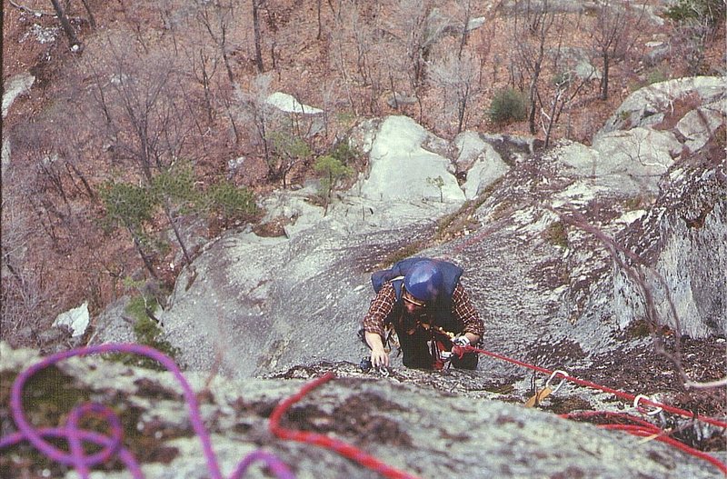 Hugh Thompson following the second pitch on the First Ascent April 1972. On Sight Ground up... Photo Paul Ross