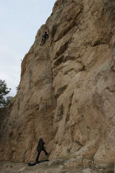 Danny leading, Janelle on belay.