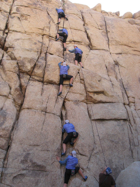 Jill, climbing Wet Pigeon. Time lapse makes it look like a little like a free solo, but it was on TR.