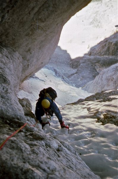 Chuck Crago exiting the crux of the Black Ice, September conditions.
