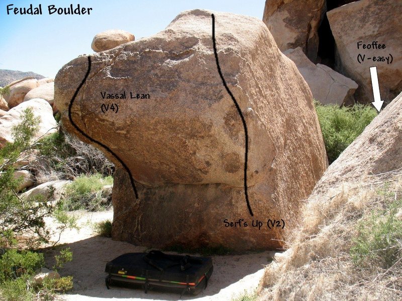 Photo/topo for the Feudal Boulder, Joshua Tree NP