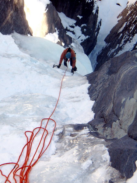 Jordon following a nice long pitch one of Horsetail Falls Ouray, CO Jan 2010