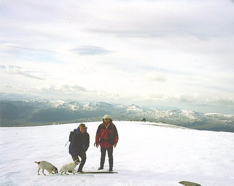On the summit of Ben Hope Scotlands most northern mountain over 3000'(Known as a Monroe)There are about 250 mountains in Scotland over 3000'. Like the 14000ers in Colorado hikers set out to hike them all. The times and ascents of most of these hills takes about the same time and effort ,apart from the altitude, as the last 3000' of the 14000'ers.