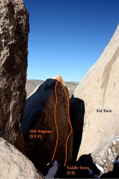 Photo/topo for The Saddlehorn (E. Face), Joshua Tree NP