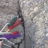 Belay anchor at the top of the second pitch.