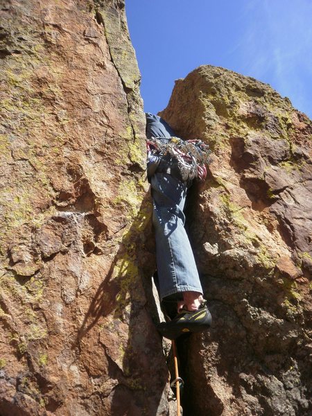 Brutal crux on pitch 2.