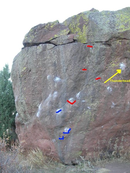 Hickey's (stand) uses the red holds.<br>
Cannibal Dance (sit) uses blue and red holds.<br>
Thunderhead exits right through the pockets of Purity Control.