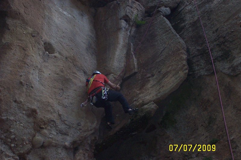 One way out anyway. TJ goes up the flake.
