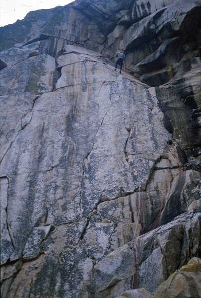 Robin rappels down I Scream (5.13a R). Roadrunner takes the obvious left crack up into the niche.