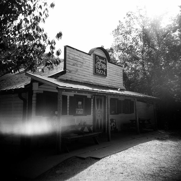 Miguels. Holga 120 N. ISO 100. RF20. If someone knows the email address for Miguels, would you mind sending this photo on to them? Thank you for the great pizza Miguel!