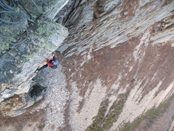 coming up the 3rd pitch. exposed!