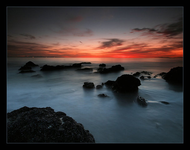 Sunset over the Santa Barbara Channel. Santa Cruz Island and several offshore platforms are visible on the left horizon.<br>
<br>
45 seconds with two stacked GNDs.