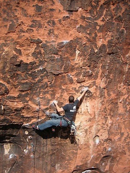 Without good technique this move may feel a bit reachy, However, Amos really rocked this climb!