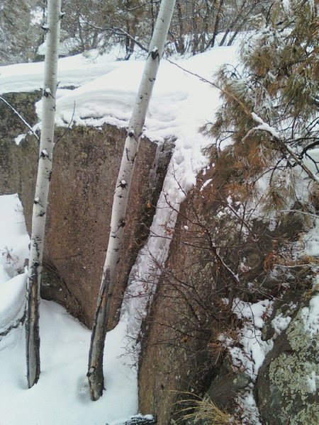 Face The Flag is the ice ribbon to the right of Wolverine, which is the short and stout rock face to the right.