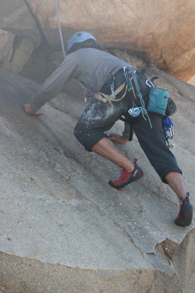 Nice close-up look at Albert on the short friction slab above the Haney Face. 2-28-10