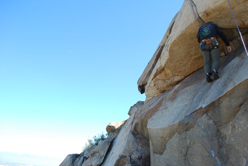 Me on the Haney Overhang. 2-28-10<br>
Head foot Jam to shake out.