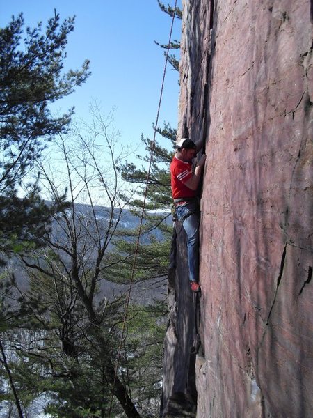 Me moving up through the crux of Birch Tree Crack