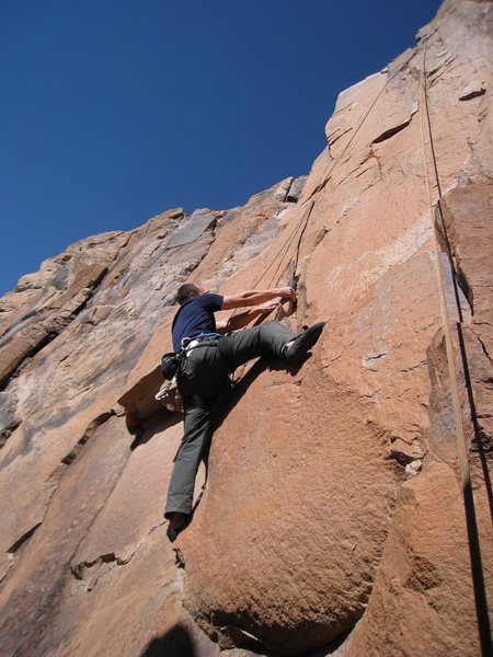 Kenny pulling the low crux on Speak in English.