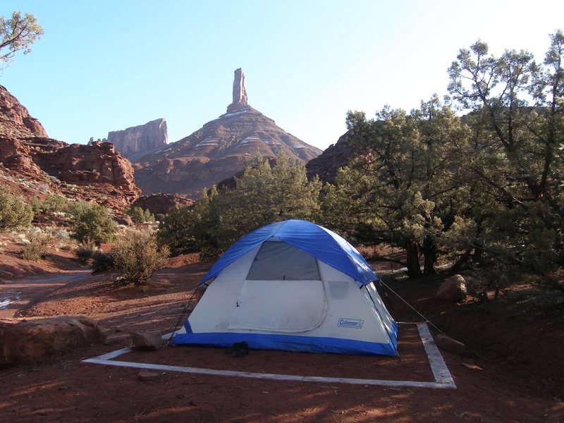 The "campground" near Castleton now has flat tent platforms - very cushy!