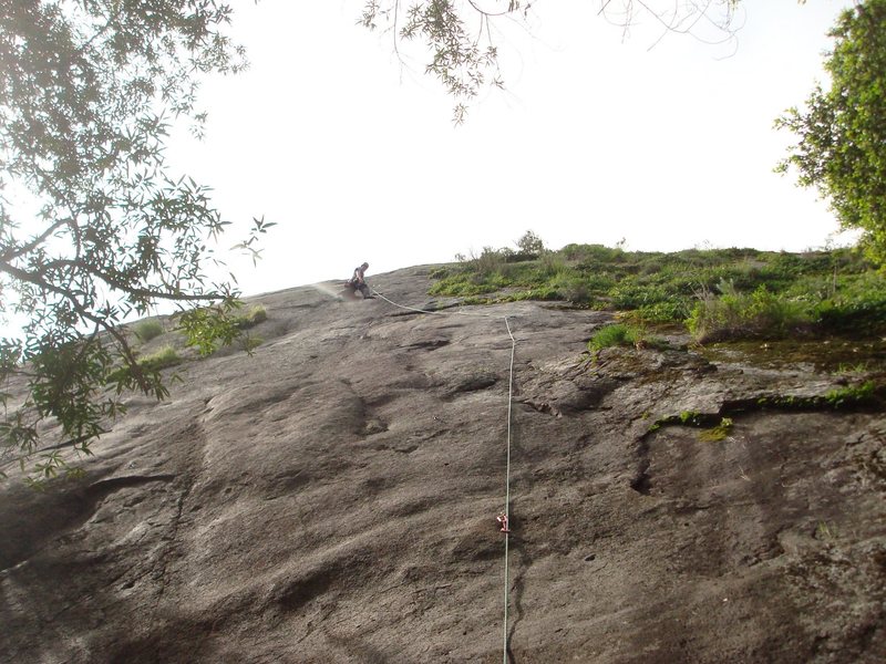 Floyd Hayes at the anchor of Desperado after leading the 5.7 (right) variation. Photo by Cheri Ermshar.
