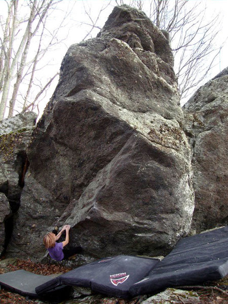 Vanessa Melin on "Periscope" (V-3) on the Ranger Boulder, Contact Station Area, GHSP