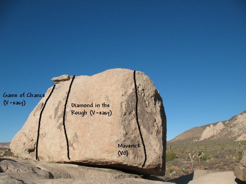 Photo/topo for the Maverick Boulder, Joshua Tree NP