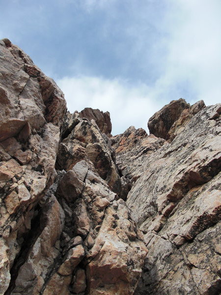looking up from about halfway up the route.