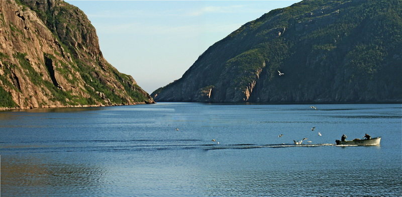 Looking out of the cut between the cliffs that leads into the Atlantic