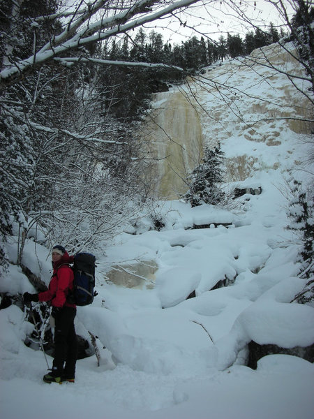 Orient Bay, Ontario. Kate Muehling in front of Go Mar, 2 Feb '10<br>
