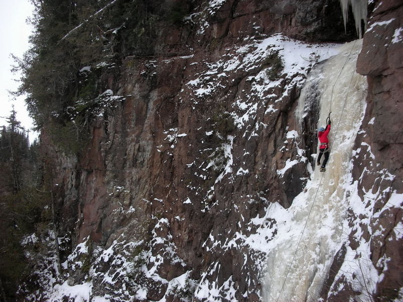 Kate Muehling on lower section of Cascade icefall, 10 Jan '10<br>