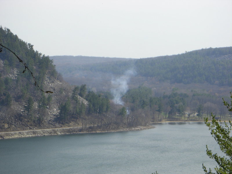 Small fire that started somewhere near the South Shore. You could here the sirens echoing in the park.