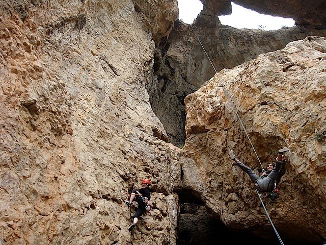 Climbing out of 'Parla' on Toix, Costa Blanca