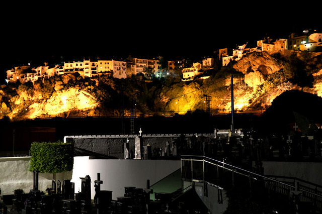 The beautiful (like stepping back into time) town of Finestrat above the cemetary.
