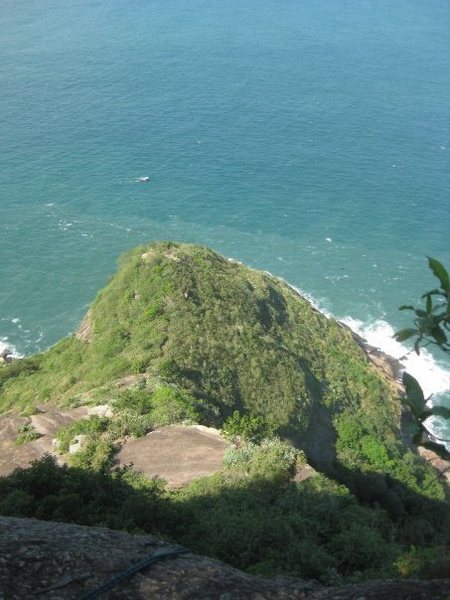 Looking down at the climb from above the 5.6 section.