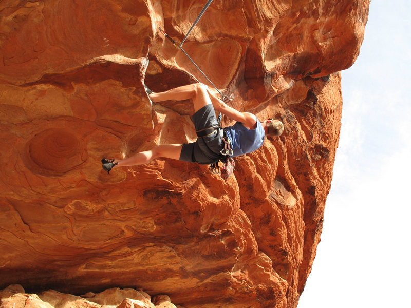 me working through the fun series of heel-hooks in the roof section