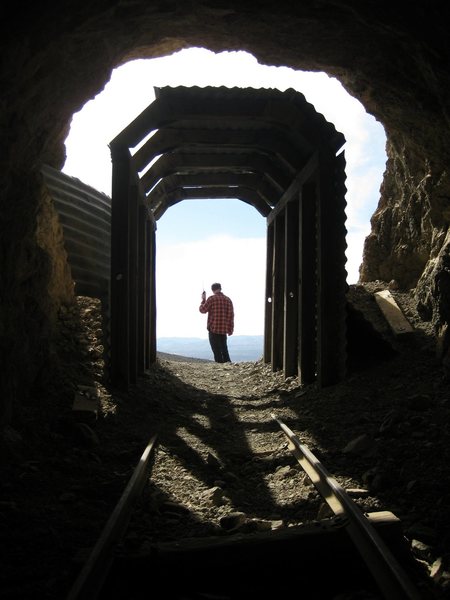 In the infamous Burro Schmidt's tunnel while Jonny's making a radio contact on his mobile HAM radio. As usual, we had the place all to ourselves. What an awesome tunnel!<br>
<br>
Mid March, 2010.