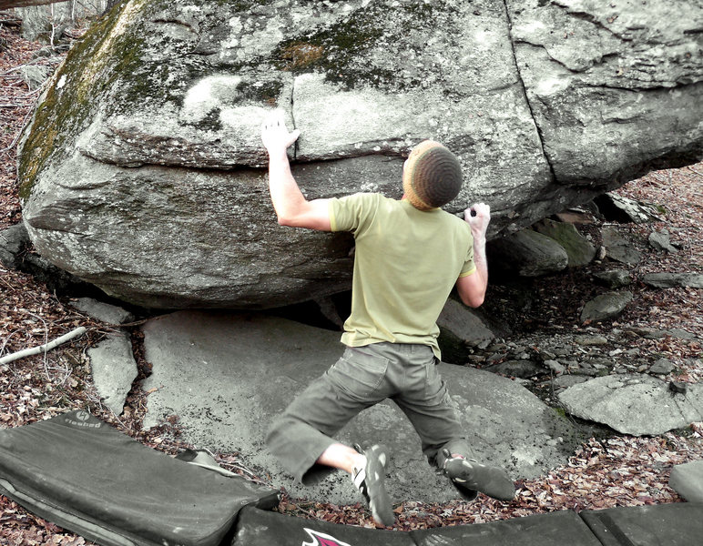 Aaron Parlier on "Down Tempo" on the Tempo Boulder, Left Boneyard, GHSP.