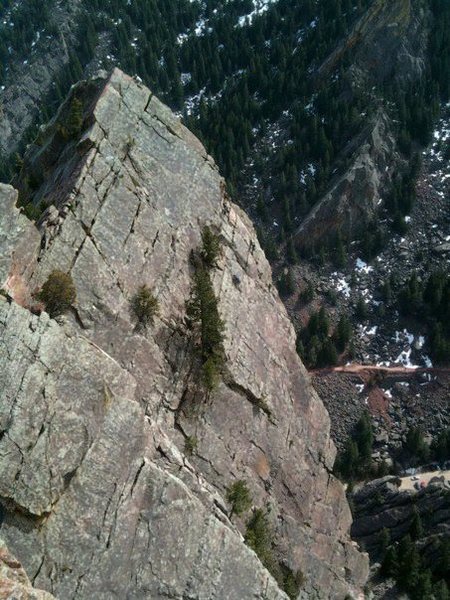 Me getting friendly with the arete on the last pitch.