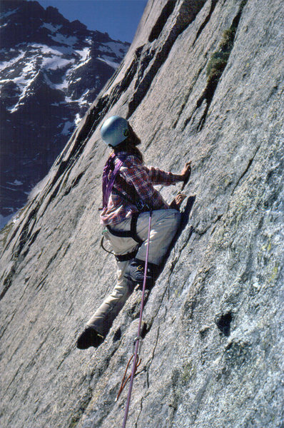 On the Barb, June,1975. <br>
<br>
Our 4th pitch (3rd pitch in the above description).<br>
<br>
And yes, I know my #4 stoppers pulled.