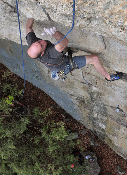 Mark Mooradian underneath the final overhang.
