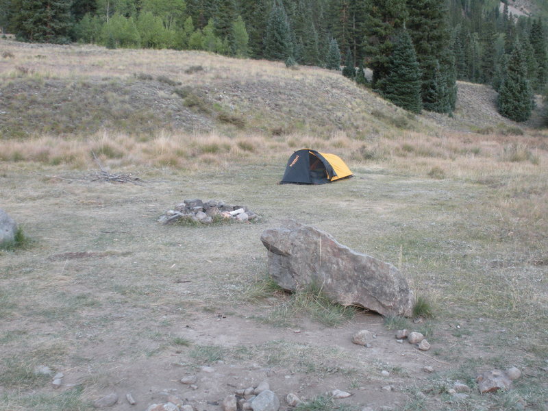 Trailhead camp at base of Redcloud/Sunshine