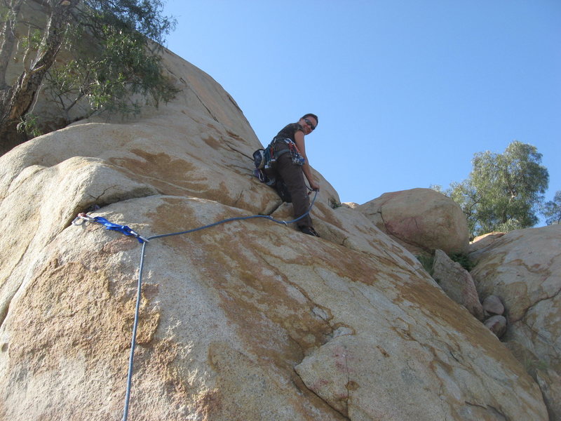 Agina getting a little Trad lead practice on Joe Browns Helmet. 4-18-10