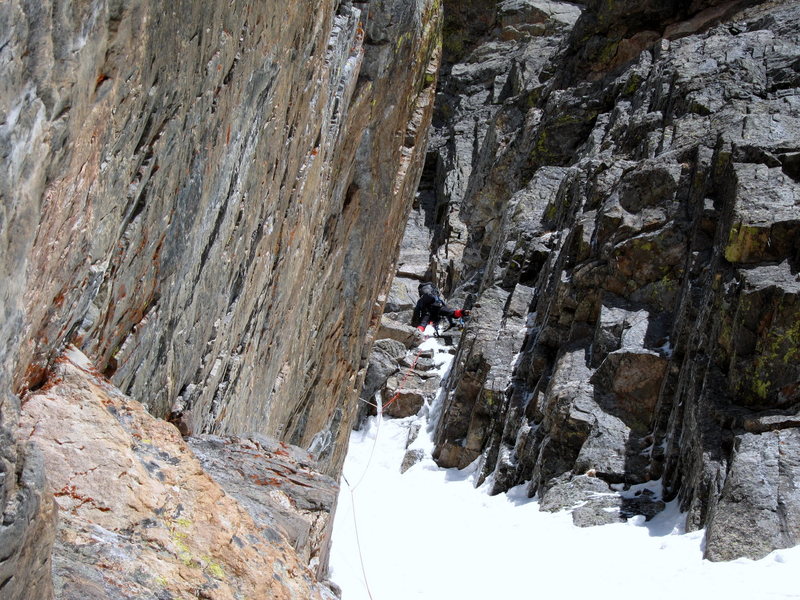 Keen Butterworth on the the 2nd pitch rock step.