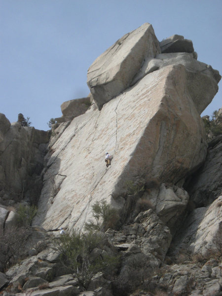 An unknown climber on The Coffin. 