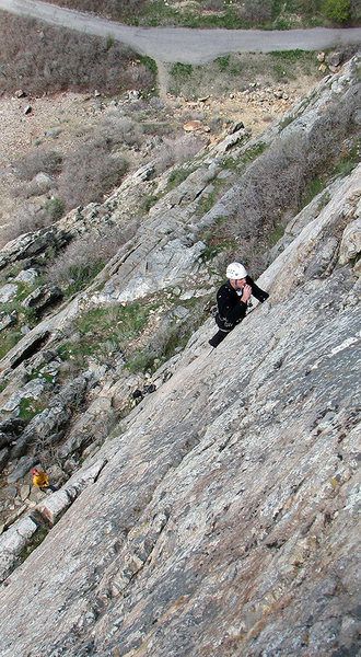 Marc Jensen nearing the top of <em>Main Crack</em>.