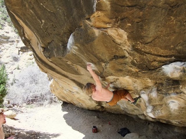 Josh Youngquist setting up for the dyno on Nerve Extension.