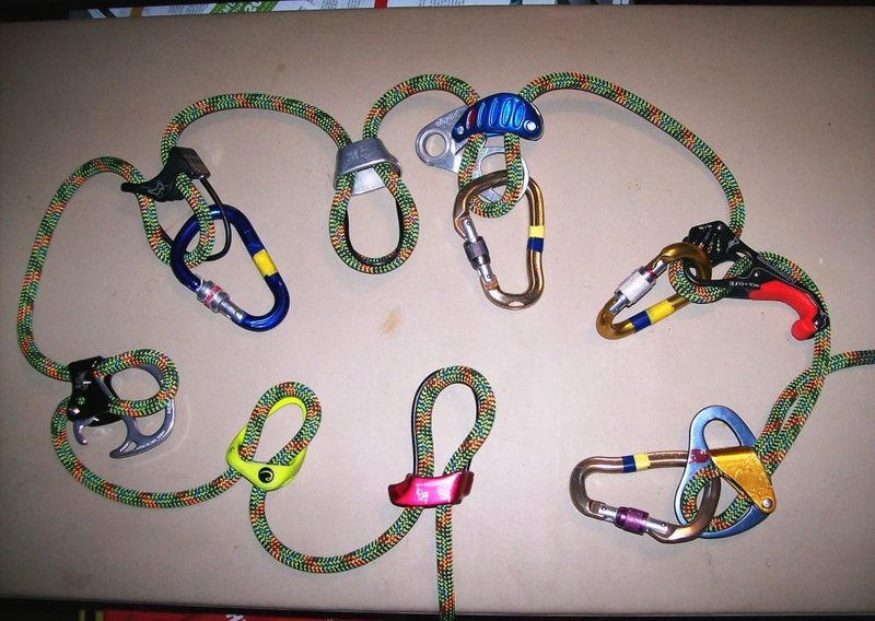 Your typical collection of belay devices. I left out the old Sticht