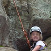 Kayde on her first send on real rock outside! Go KD! picture take 60% of the way up where you come out of the chimney.